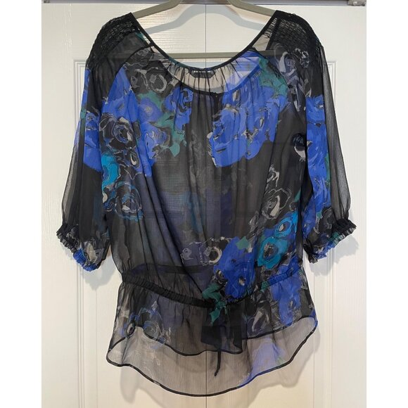 NY & Co Womens Oversized Sheer‎ Floral Top Size S Fairy Grunge Whimsigoth Y2K - Picture 4 of 10
